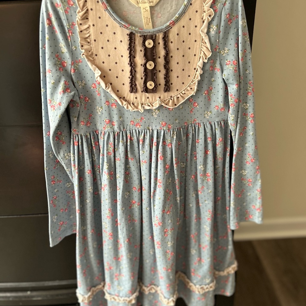 Matilda Jane Vintage HTF Floral Long Sleeve Dress with Ruffle Details